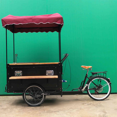 Roestvrij staal koffiewagen aanhanger voor outdoor fiets en straatverkopende driewieler