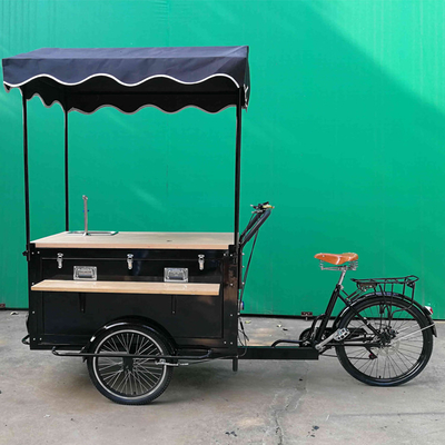 Roestvrij staal koffiewagen aanhanger voor outdoor fiets en straatverkopende driewieler