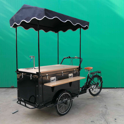 Roestvrij staal koffiewagen aanhanger voor outdoor fiets en straatverkopende driewieler
