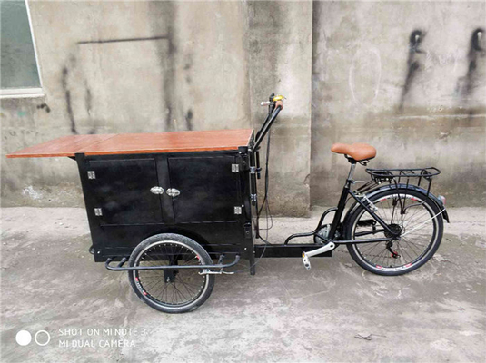 Roestvrij staal koffiewagen aanhanger voor outdoor fiets en straatverkopende driewieler
