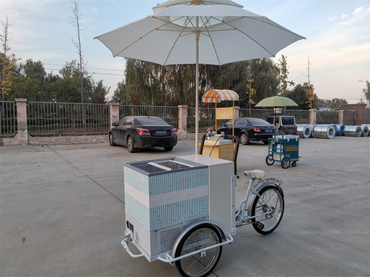 214*83*240cm commerciële koffiefiets voor warme dranken en thee roestvrijstalen driewieler