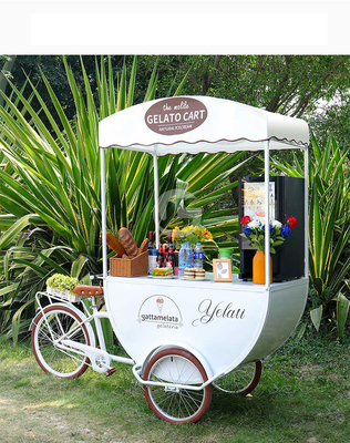 Buiten 3 wielen Koffie kiosk Voedselmandje IJs Cream Cargo Juice Koffie mandje Fiets kiosk