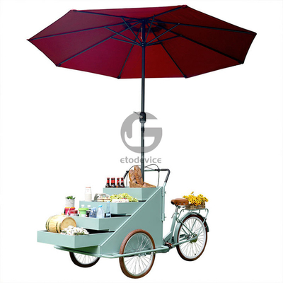 Mobiele koffiekarten met drie wielen Pizza-leveringsfiets voor outdoor straatverkoop