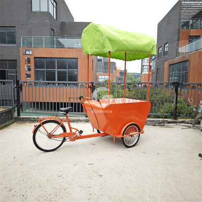 Mobiele driewielvoedseltrolley multifunctioneel straatrailfietskarretje met paraplu