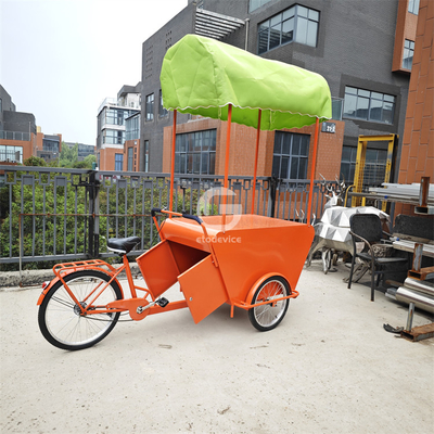 Mobiele driewielvoedseltrolley multifunctioneel straatrailfietskarretje met paraplu