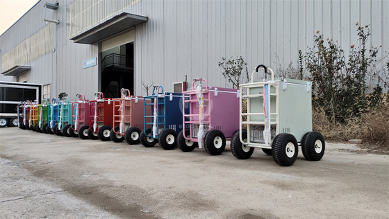 Kleine vertoning showcase trolley met koeler functie aangepast trailer cart in elke kleur