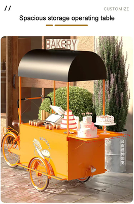 Mobiele elektrische fiets voor fastfood Draagbare koffiefiets Bloemen Snack Winkelmandje