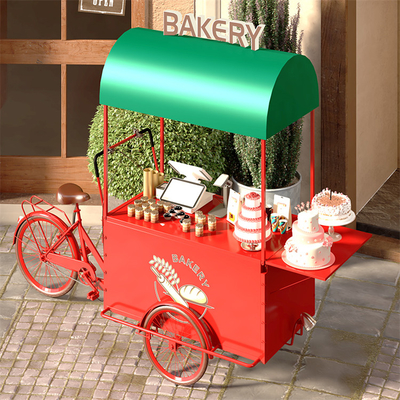 300kg Food Bike 3 Wheel Hot Dog driewielkar met opvouwbare tafel voor mobiele fruitkar