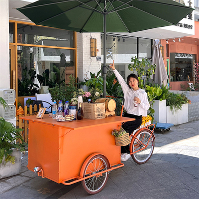 300kg Food Bike 3 Wheel Hot Dog driewielkar met opvouwbare tafel voor mobiele fruitkar