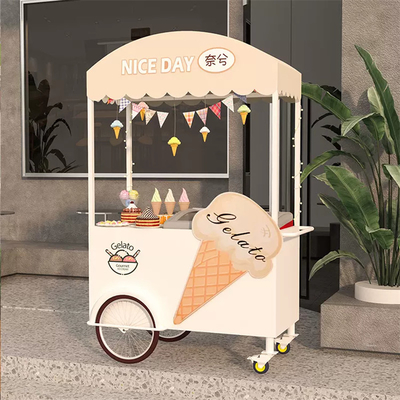 Handpush Shopping Vending Cart voor vleesverwerkende fabrieken Mobiele ijsmandje