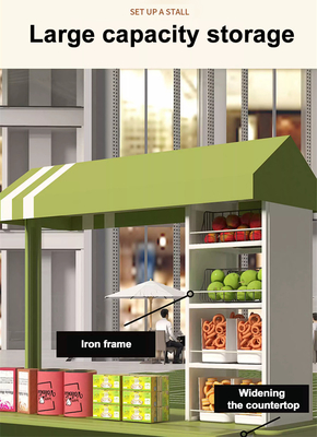 Hoog op maat gemaakte kleuren Mini handpush straat snack verkopen trolley fast food stand cart met grote opslagcapaciteit