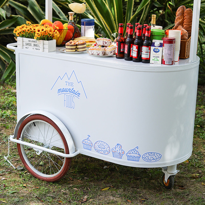 Nieuw ontwerp ijs hand push cart voor diepvries desserts