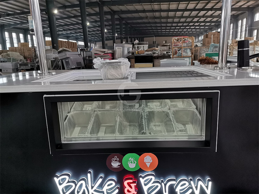 Nieuwe stijl Hard Ice Cream mobiele kar met LED licht Italië Gelato Cart Goede kwaliteit IJs Push Cart met CE