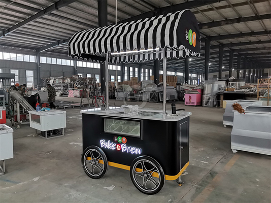 Nieuwe stijl Hard Ice Cream mobiele kar met LED licht Italië Gelato Cart Goede kwaliteit IJs Push Cart met CE