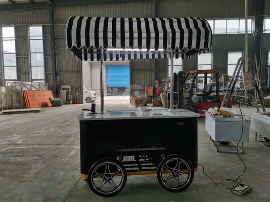 Nieuwe stijl Hard Ice Cream mobiele kar met LED licht Italië Gelato Cart Goede kwaliteit IJs Push Cart met CE