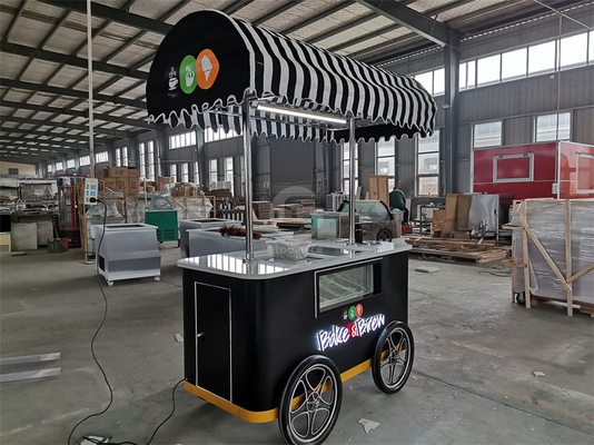 Nieuwe stijl Hard Ice Cream mobiele kar met LED licht Italië Gelato Cart Goede kwaliteit IJs Push Cart met CE