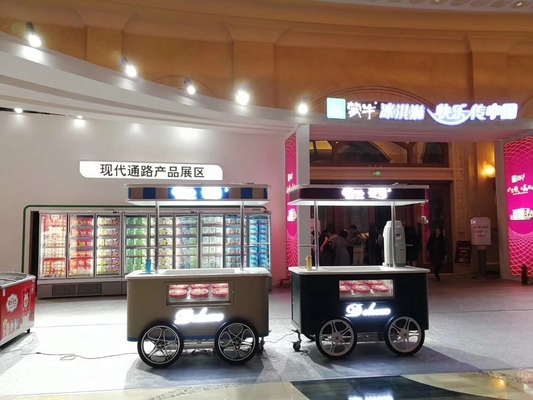 Gelato wagen mobiele ijs push wagen met wielen te koop
