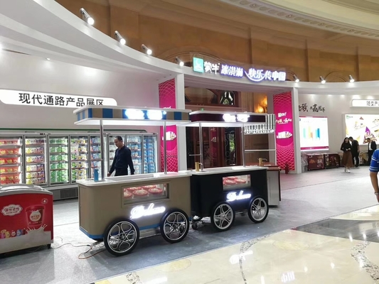 Gelato wagen mobiele ijs push wagen met wielen te koop