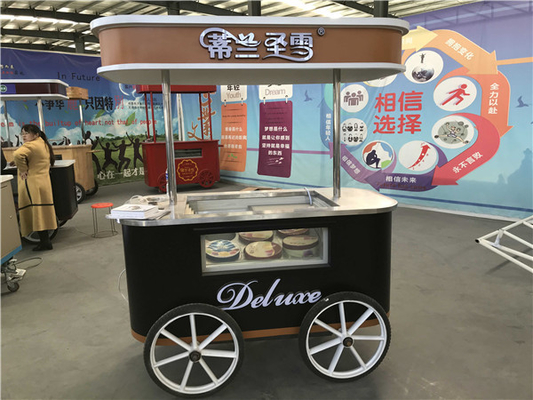 Gelato wagen mobiele ijs push wagen met wielen te koop