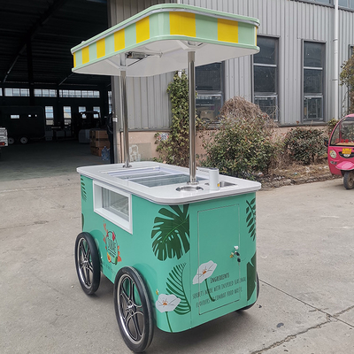 Commerciële Mini Bevroren IJssticke Display Cart Trailer Gelato Mexicaanse Beach IJssticke Vriesmachine Hand Cart Duwen Karretjes Voor Ijs