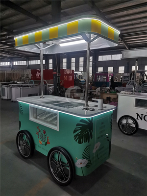 Commerciële Mini Bevroren IJssticke Display Cart Trailer Gelato Mexicaanse Beach IJssticke Vriesmachine Hand Cart Duwen Karretjes Voor Ijs