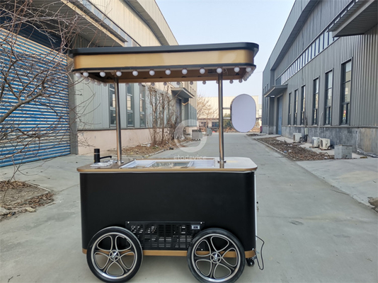 2024 nieuw type Mobiele Italiaanse ijs hand push wagen met display vriezer Gelato stand wagen