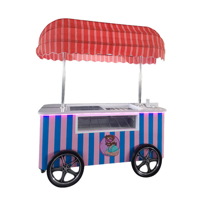 Mobiele Italiaanse ijs hand push wagen met display vriezer Gelato stand wagen