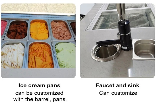 Mobiele Italiaanse ijs hand push wagen met display vriezer Gelato stand wagen