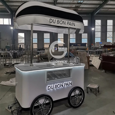 Display Cart Gelato Hard Ice Cream Cart met twee wielen