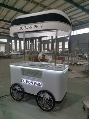 Display Cart Gelato Hard Ice Cream Cart met twee wielen