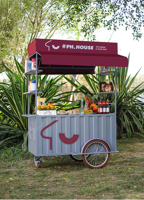 Draagbare Koffie driewieler fiets handgemaakte push cart voor On the go Brews