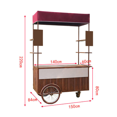 Koffie driewieler vrachtfiets handgemaakte push cart voor mobiele drank bedrijf