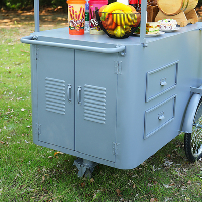 Custom 3 Wheel Cargo Bike Hand Push Cart Street Food Delivery Bike met Display Vrieskas te koop
