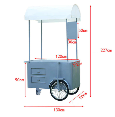 Gepersonaliseerd logo grootte Mobiele Food Cart Business hand push cart voor de verkoop Koffie snoep IJs Cream Cart