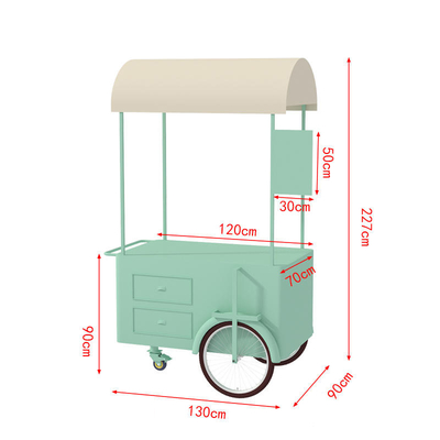 Gepersonaliseerd logo grootte Mobiele Food Cart Business hand push cart voor de verkoop Koffie snoep IJs Cream Cart