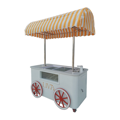 IJs Cream Hand Push Cart Voor Gelato Popsicle Verkoop Street Mall Vending Cart