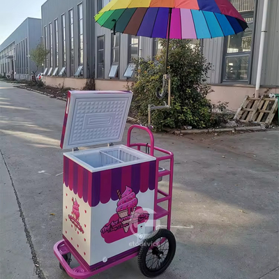 Gepersonaliseerde ijsjes Push Carts ijsjes trolley mobiele voedselmandje met paraplu