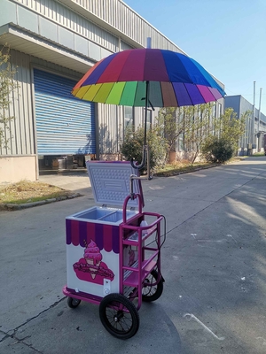 Gepersonaliseerde ijsjes Push Carts ijsjes trolley mobiele voedselmandje met paraplu