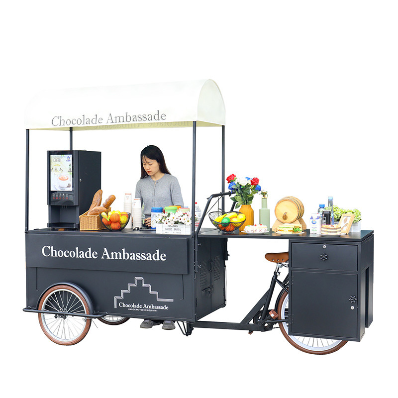 Driewieler voor voedselbezorging Bakkerij Vrije tijd Fastfood-apparatuur Fiets Container Voedseltruck
