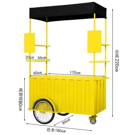 Lange levensduur driewiel fiets container food truck kiosk Bat Street Food driewiel warm eten busje