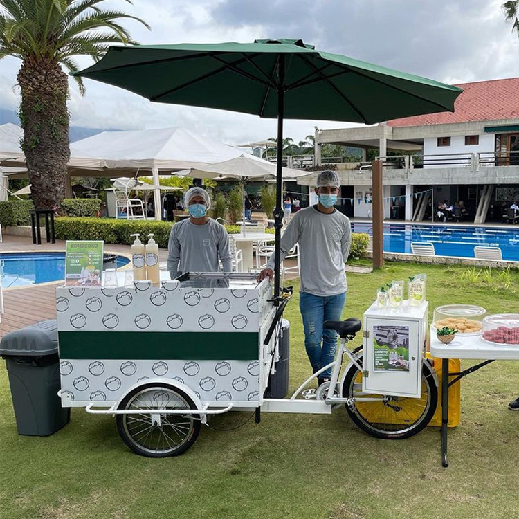 Voorkast en werktafel Elektrische vrachtfiets aanhangwagen voor mobiel voedselvervoer