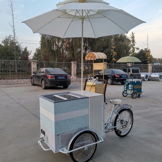 100 kg Classic Ice Cream Bike Fast Food Trailer Truck Driewieler voor kruidenfabriek