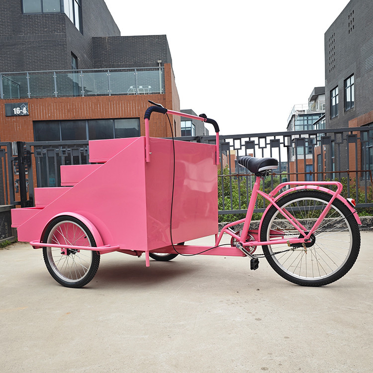 Mobiel Juice verkoopt driewielrijfiets voedselkar voor koffie en pizza bezorging