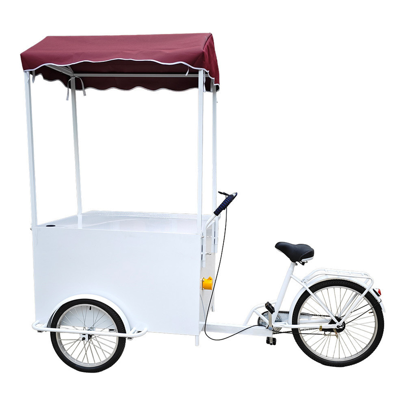 Outdoor Street Food Cart Beste mobiele elektrische vrachtfiets trailer 3 wielen driewieler met voormand