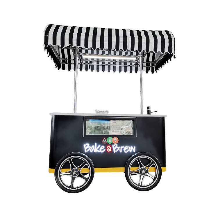 Nieuwe stijl Hard Ice Cream mobiele kar met LED licht Italië Gelato Cart Goede kwaliteit IJs Push Cart met CE